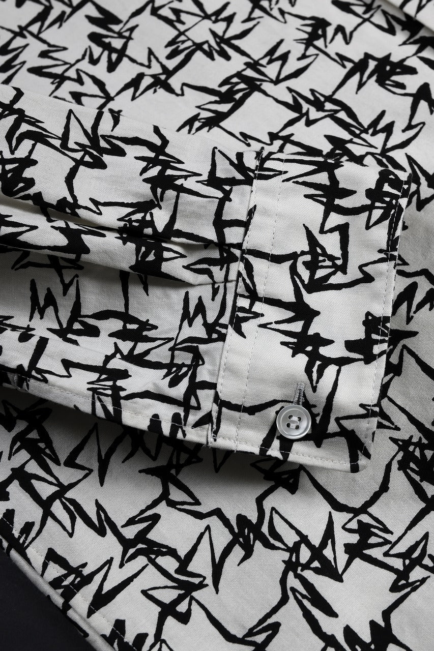 Y's for men x MASSES OPEN COLLAR SHIRT / MA ALL OVER PIGMENT PRINT (WHITE) - Image 8