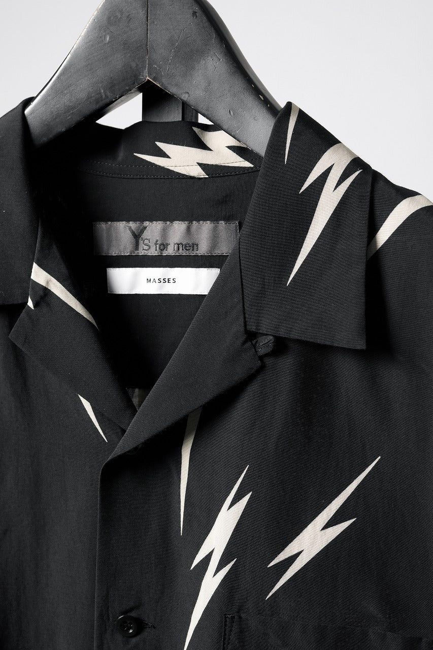 Y's for men x MASSES TE PATTERN DISCHARGE PRINT H/S SHIRT (BLACK) - Image 7