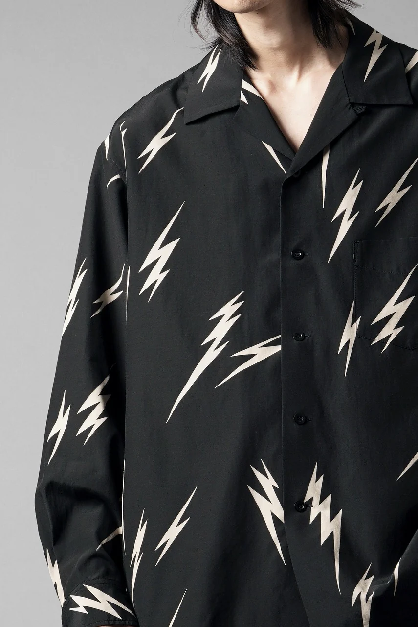 Y's for men x MASSES TE PATTERN DISCHARGE PRINT L/S SHIRT (BLACK) - Image 14