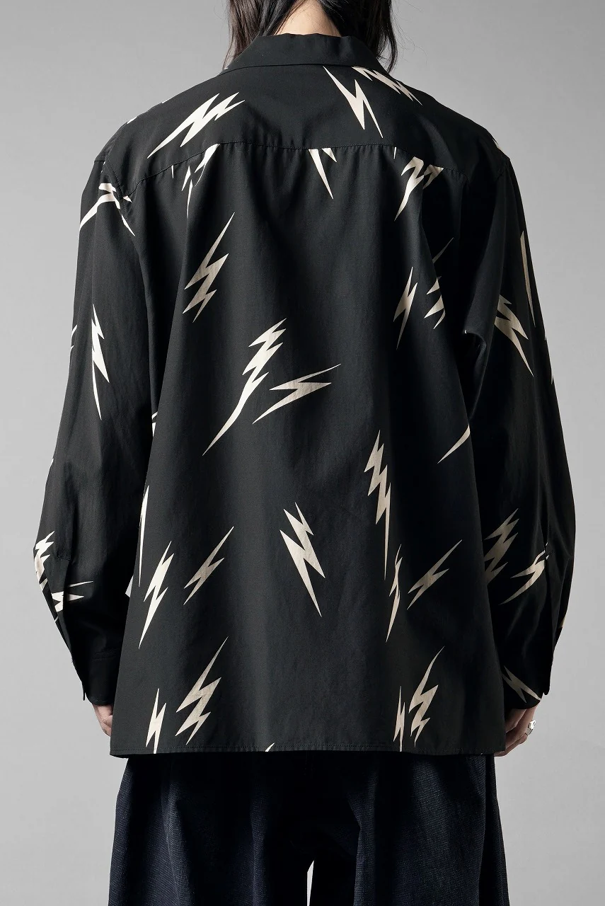 Y's for men x MASSES TE PATTERN DISCHARGE PRINT L/S SHIRT (BLACK) - Image 3