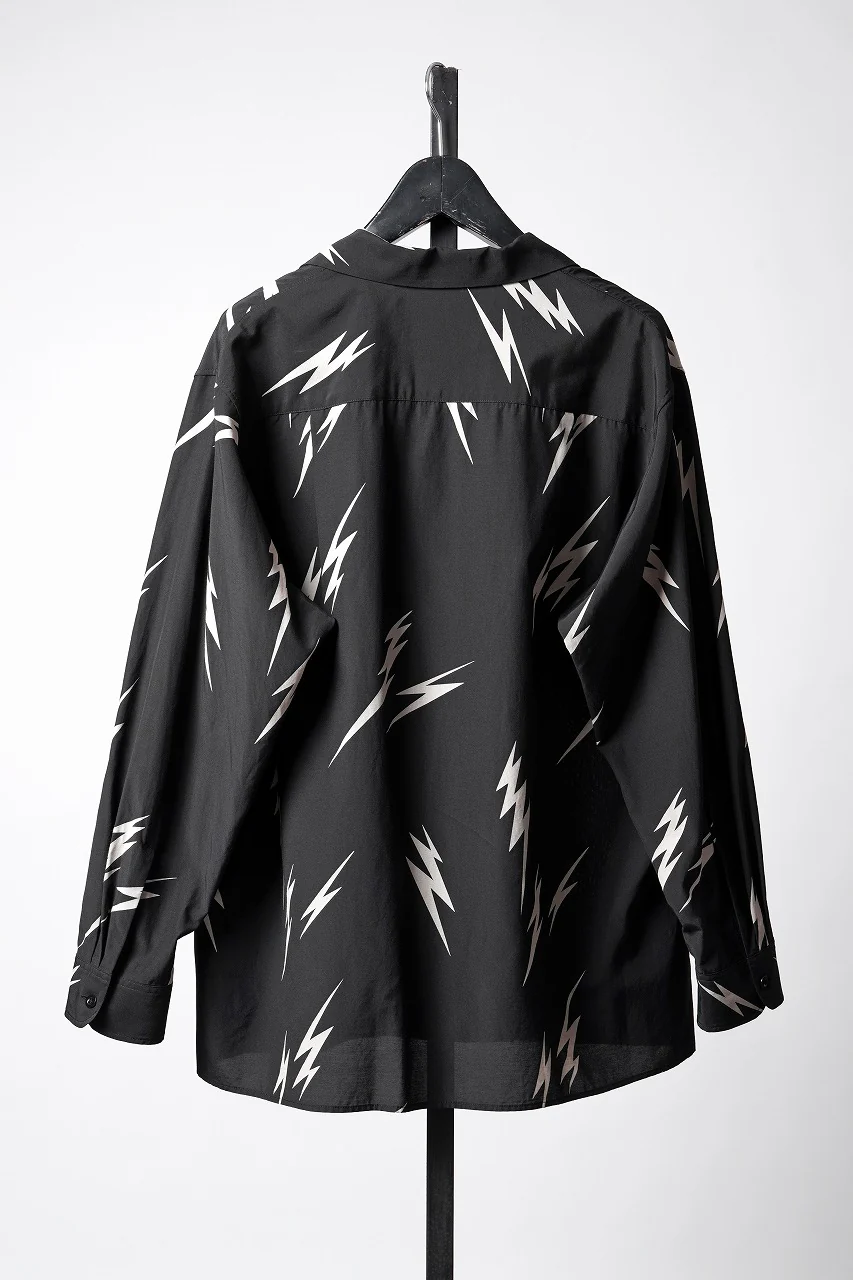 Y's for men x MASSES TE PATTERN DISCHARGE PRINT L/S SHIRT (BLACK) - Image 4