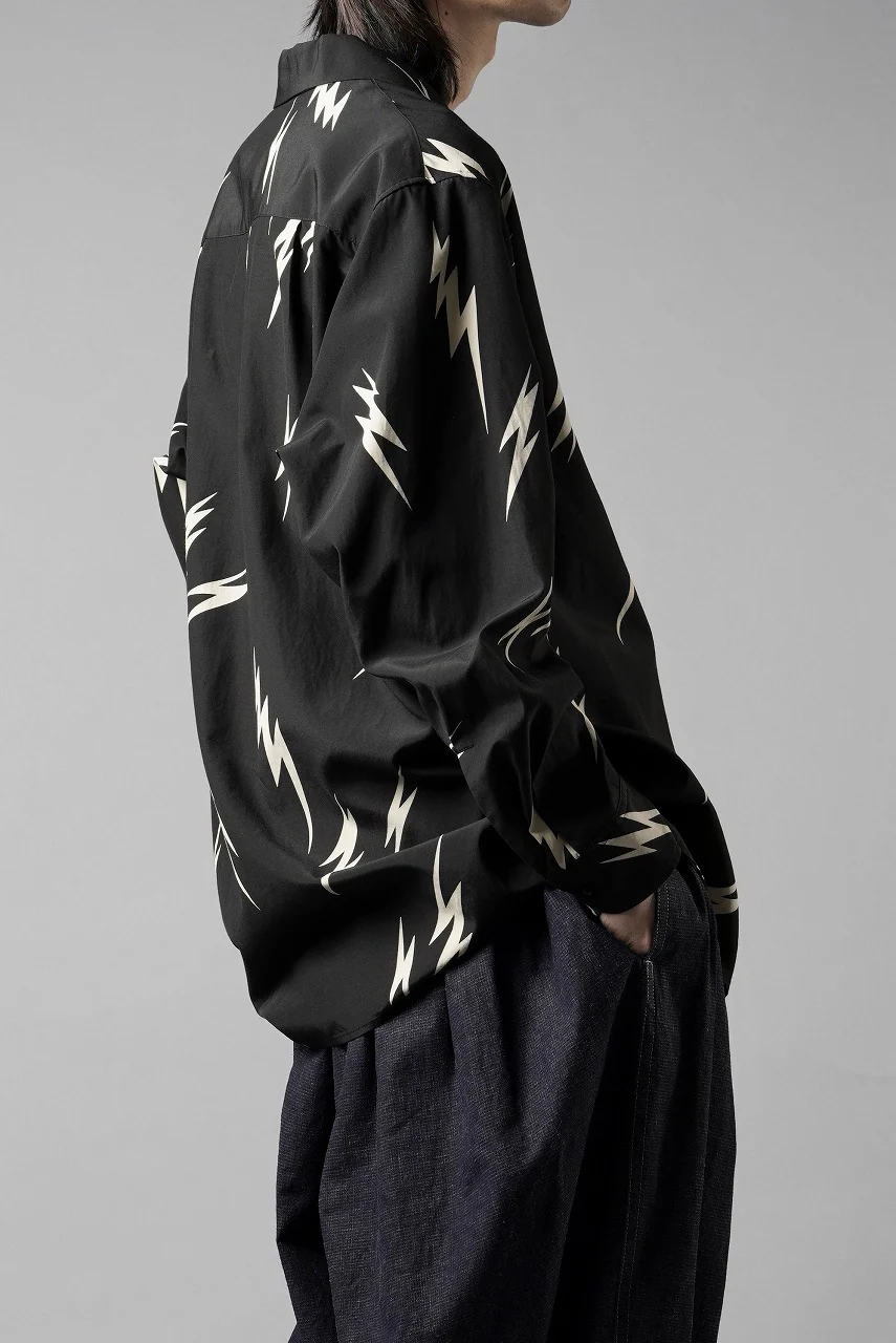 Y's for men x MASSES TE PATTERN DISCHARGE PRINT L/S SHIRT (BLACK) - Image 6