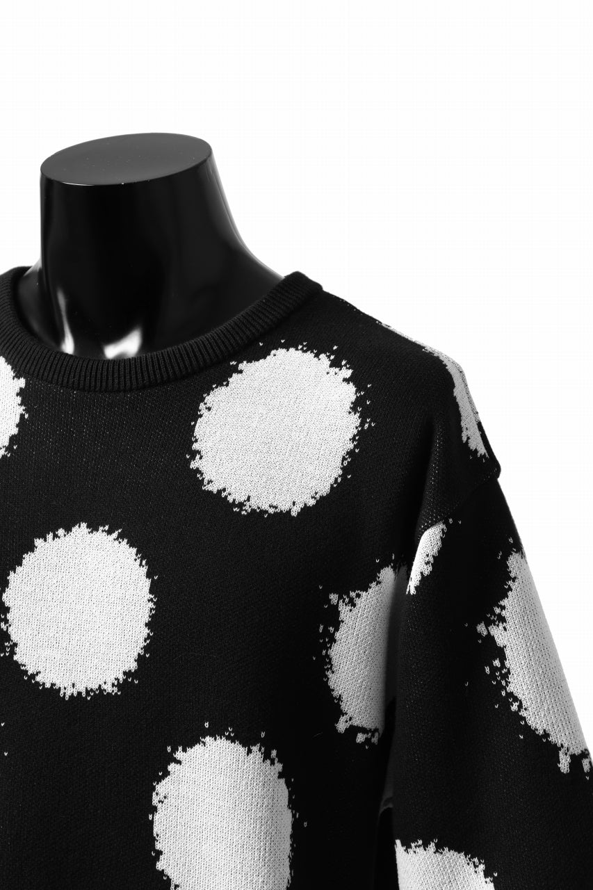 Y's.... HALF SLEEVE KNIT TOPS / DOTS JACQUARD (BLACK) - Image 13