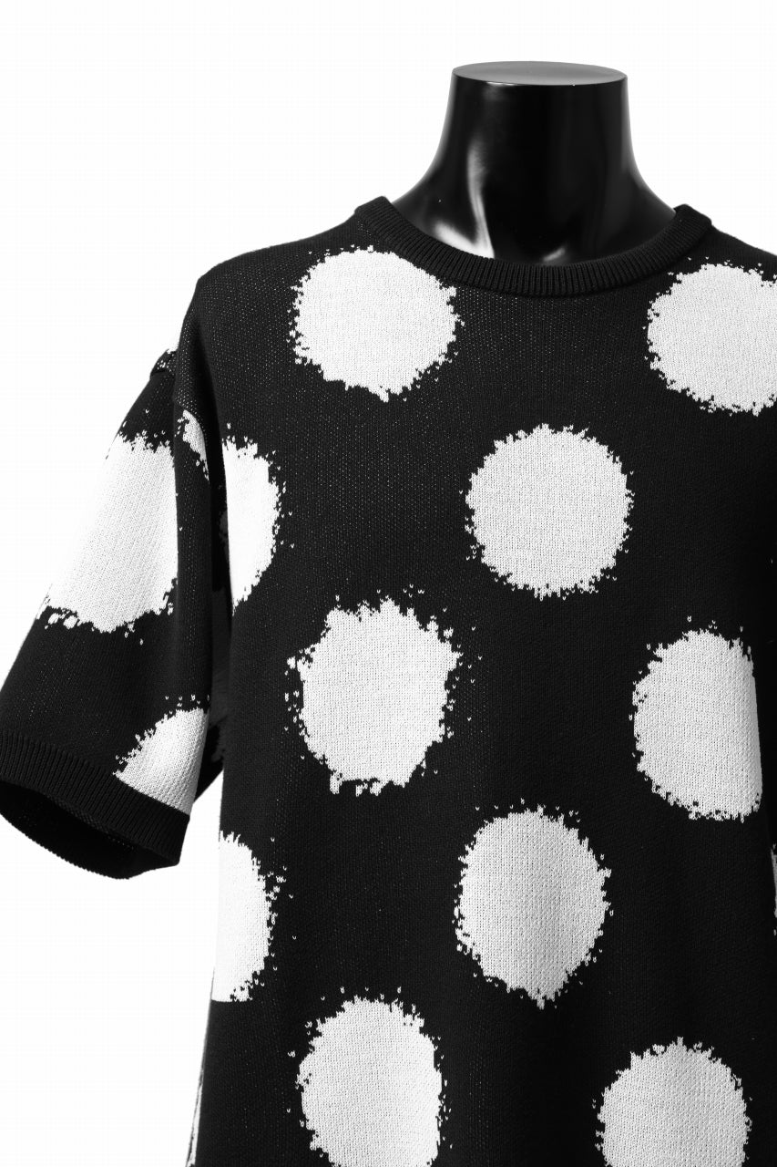 Y's.... HALF SLEEVE KNIT TOPS / DOTS JACQUARD (BLACK) - Image 15