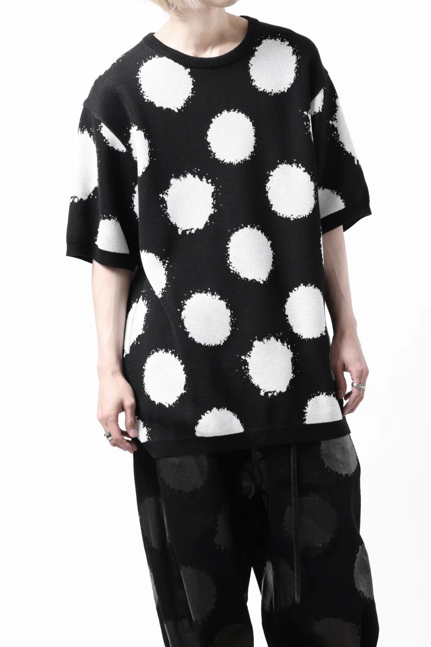 Y's.... HALF SLEEVE KNIT TOPS / DOTS JACQUARD (BLACK) - Image 22