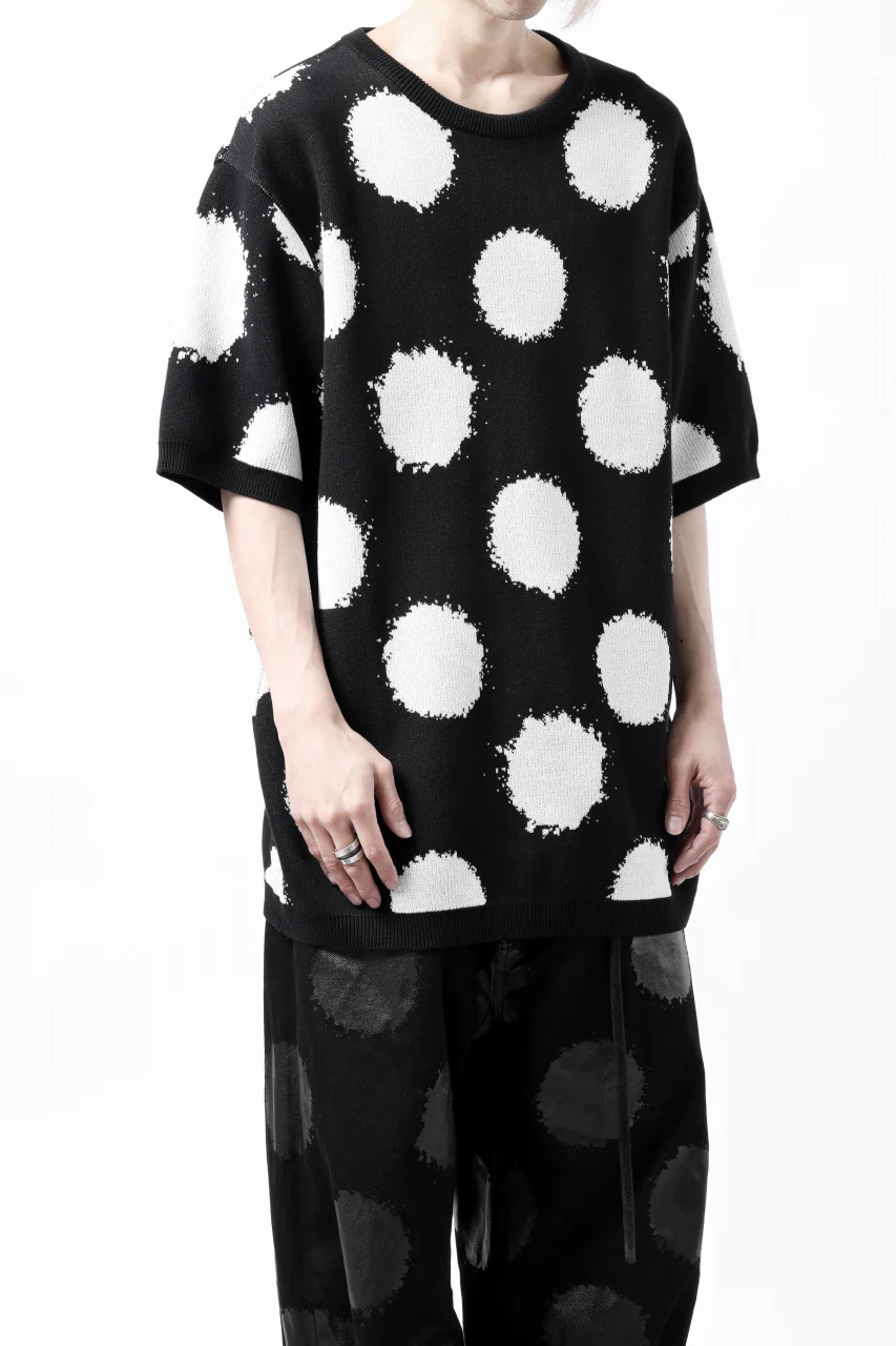 Y's.... HALF SLEEVE KNIT TOPS / DOTS JACQUARD (BLACK) - Image 24