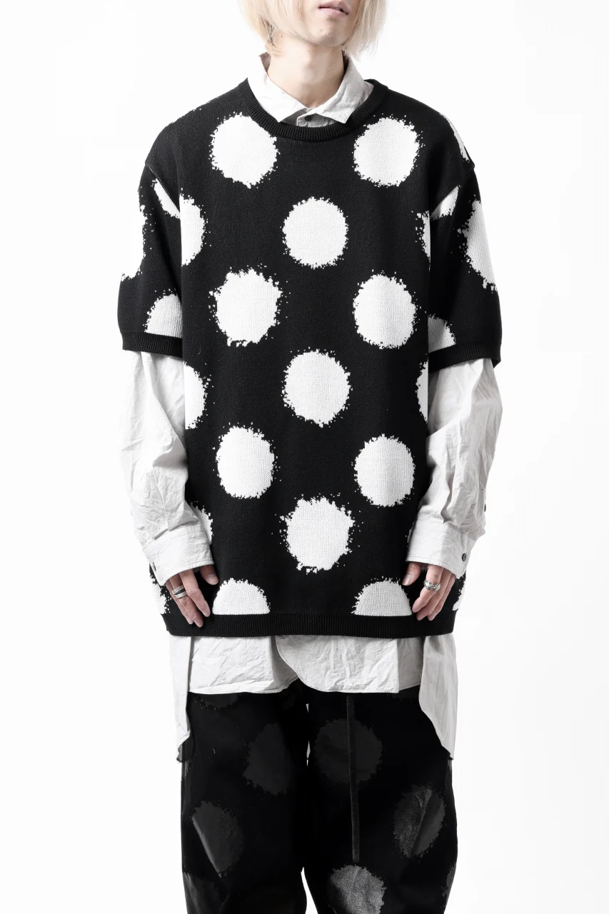 Y's.... HALF SLEEVE KNIT TOPS / DOTS JACQUARD (BLACK) - Image 29