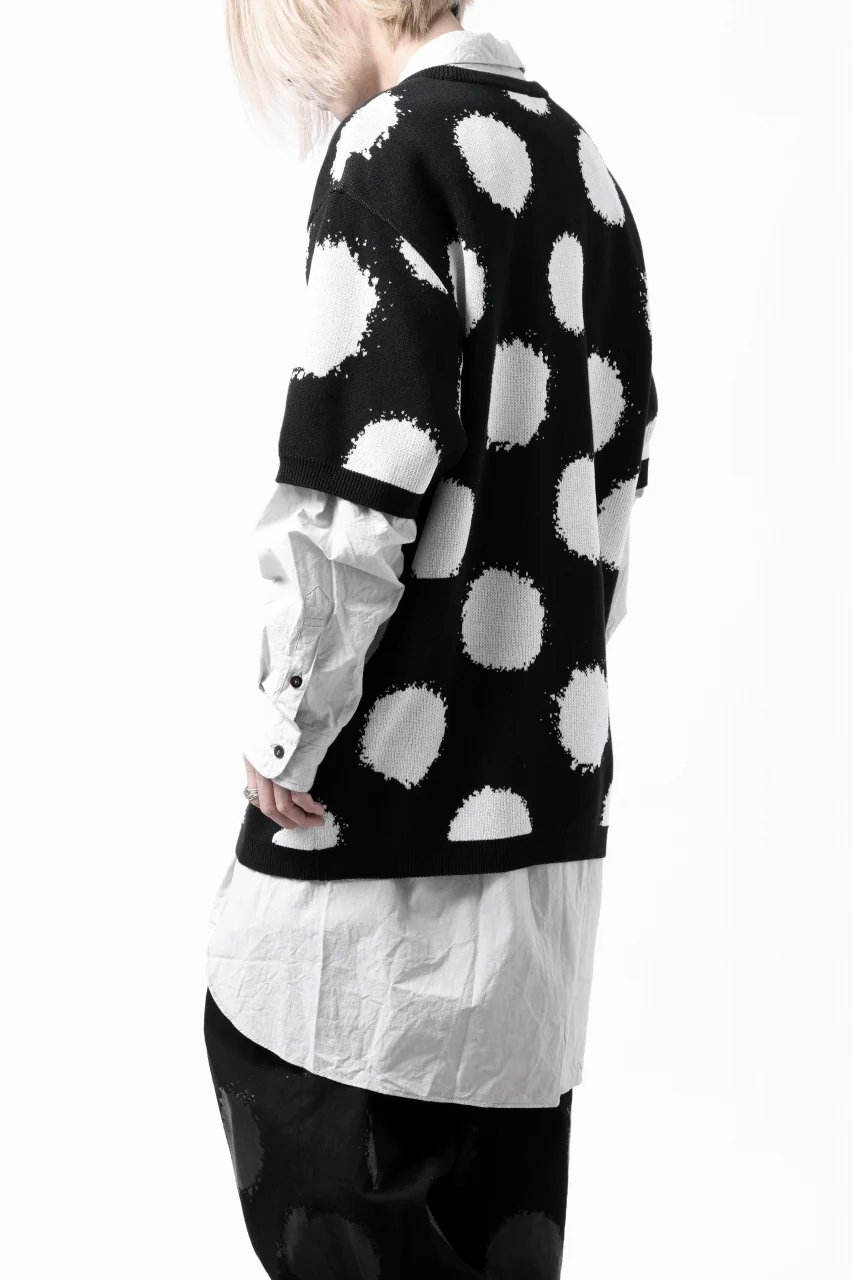 Y's.... HALF SLEEVE KNIT TOPS / DOTS JACQUARD (BLACK) - Image 30