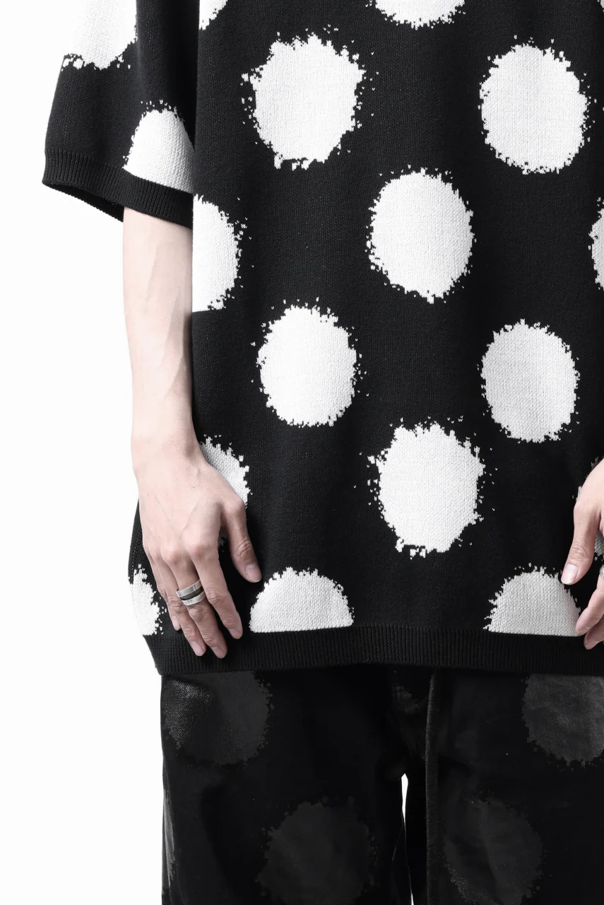 Y's.... HALF SLEEVE KNIT TOPS / DOTS JACQUARD (BLACK) - Image 32