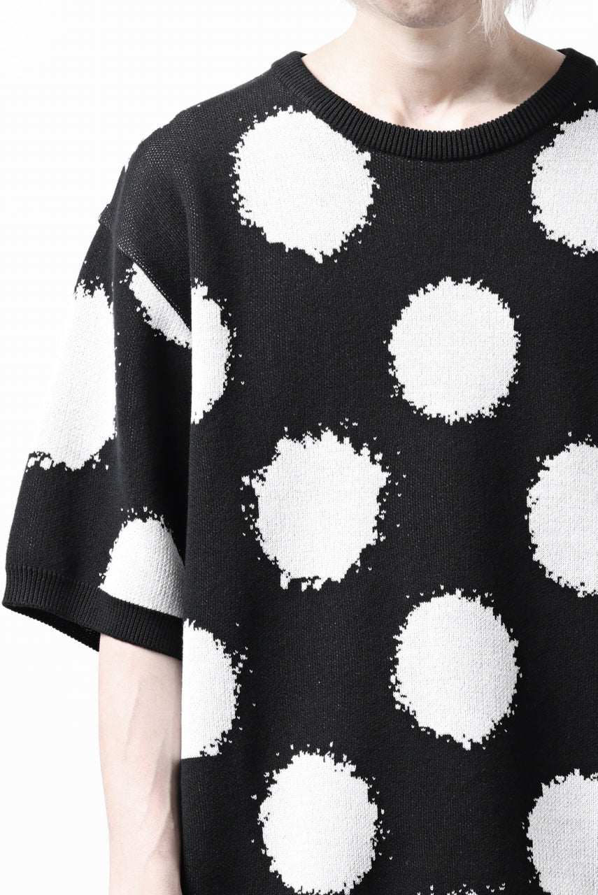 Y's.... HALF SLEEVE KNIT TOPS / DOTS JACQUARD (BLACK) - Image 33