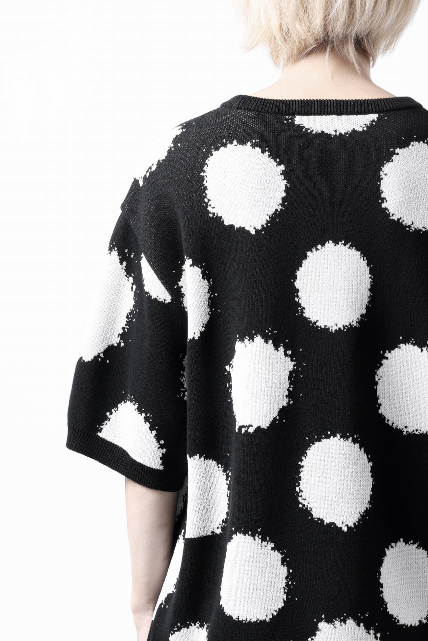 Y's.... HALF SLEEVE KNIT TOPS / DOTS JACQUARD (BLACK) - Image 37