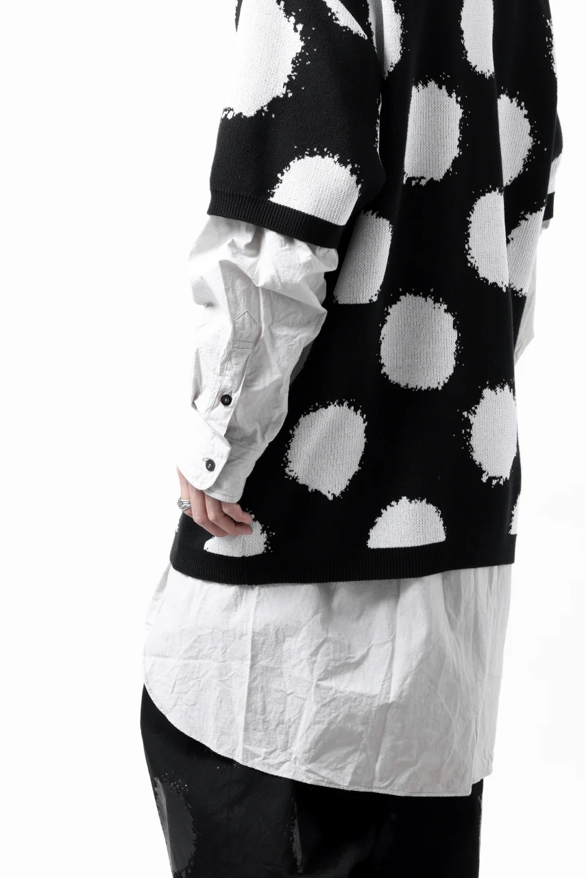 Y's.... HALF SLEEVE KNIT TOPS / DOTS JACQUARD (BLACK) - Image 38