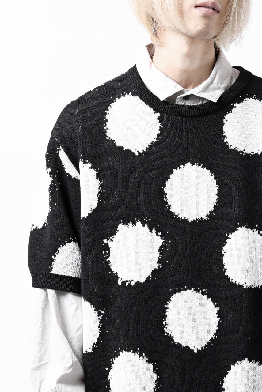 Y's.... HALF SLEEVE KNIT TOPS / DOTS JACQUARD (BLACK) - Image 39