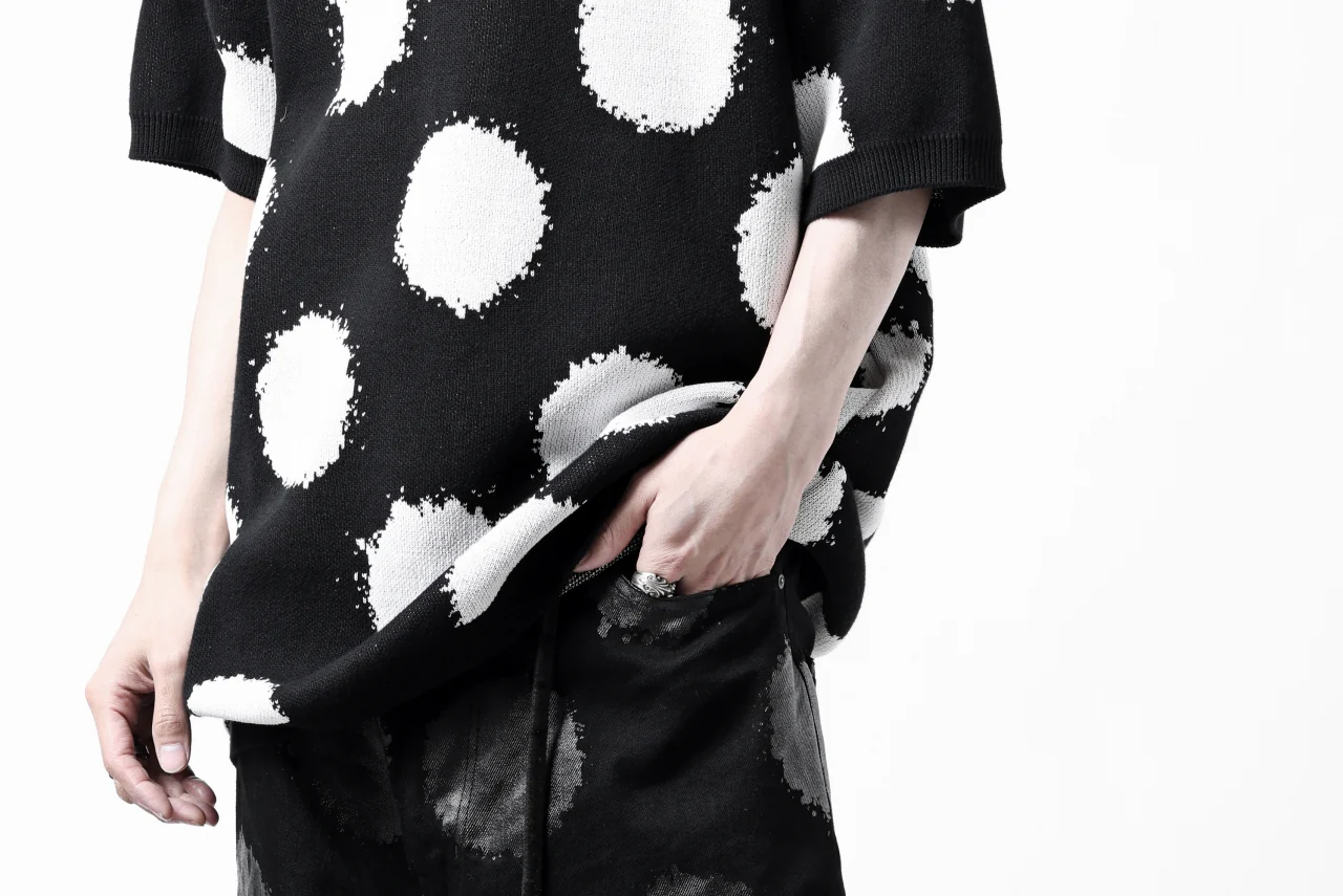 Y's.... HALF SLEEVE KNIT TOPS / DOTS JACQUARD (BLACK) - Image 41