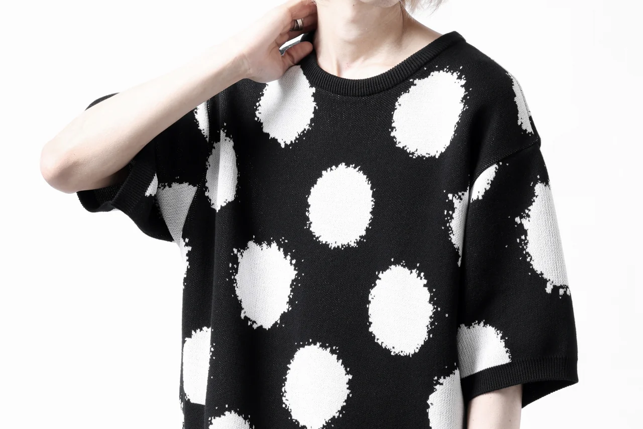 Y's.... HALF SLEEVE KNIT TOPS / DOTS JACQUARD (BLACK) - Image 42