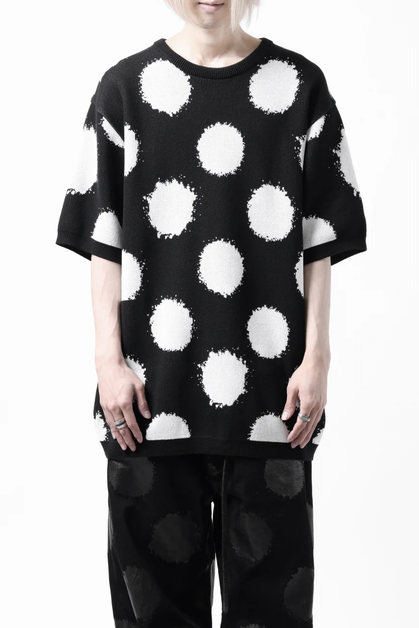 Y's.... HALF SLEEVE KNIT TOPS / DOTS JACQUARD (BLACK) - Image 5