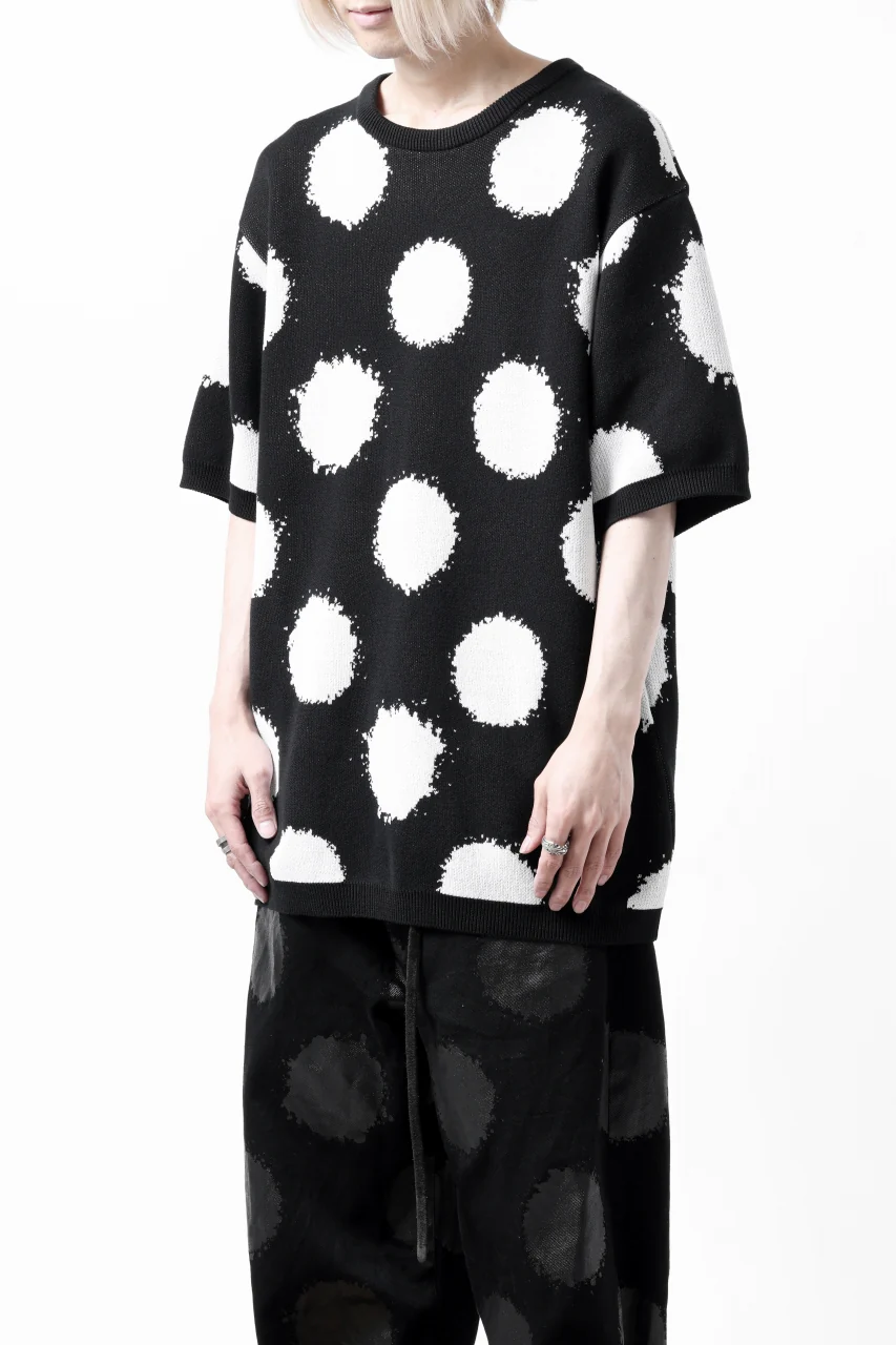 Y's.... HALF SLEEVE KNIT TOPS / DOTS JACQUARD (BLACK) - Image 6