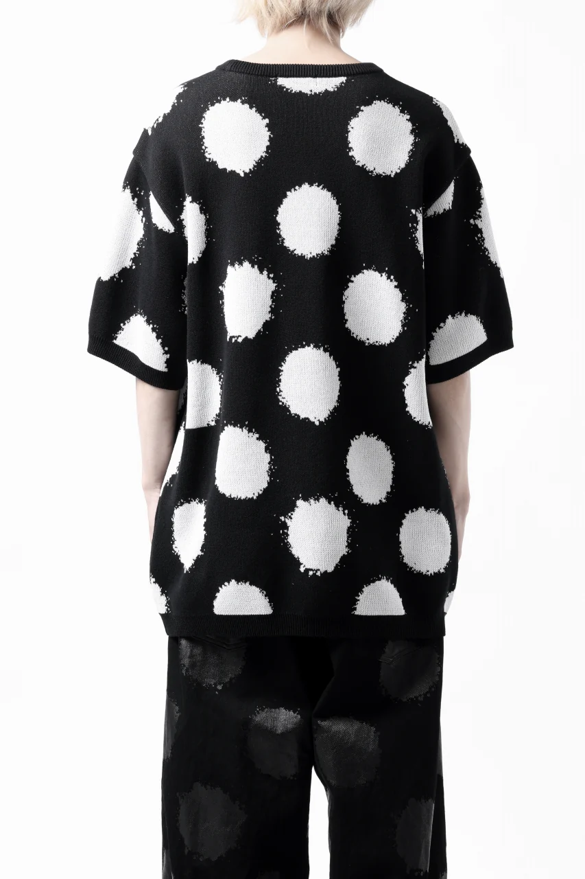 Y's.... HALF SLEEVE KNIT TOPS / DOTS JACQUARD (BLACK) - Image 7