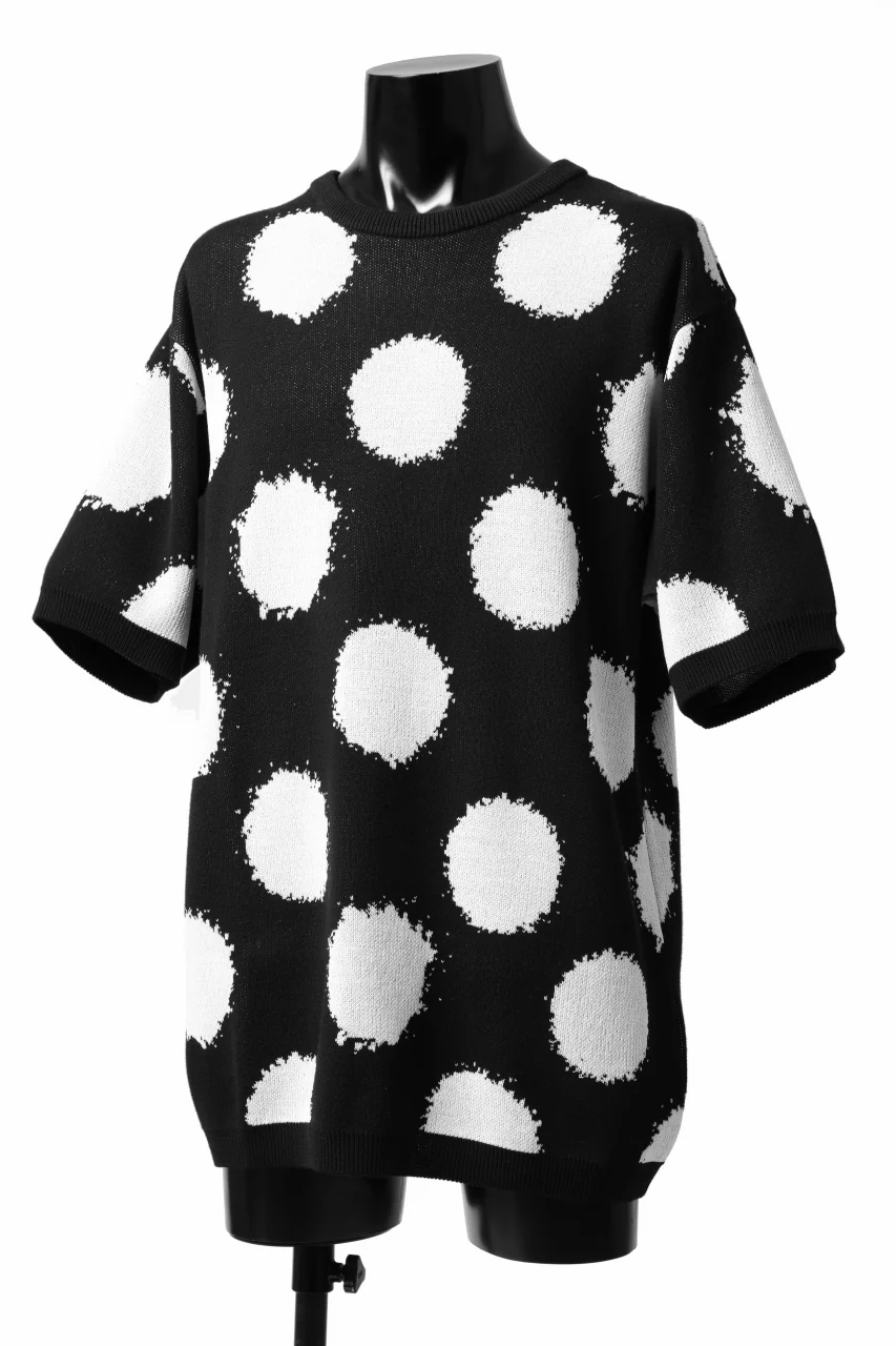Y's.... HALF SLEEVE KNIT TOPS / DOTS JACQUARD (BLACK) - Image 8