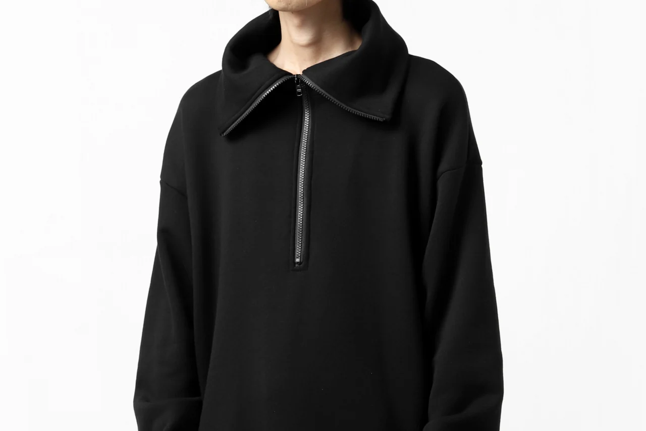 Y's HIGH-COLLAR HALF ZIP SWEAT SHIRT (BLACK) - Image 51