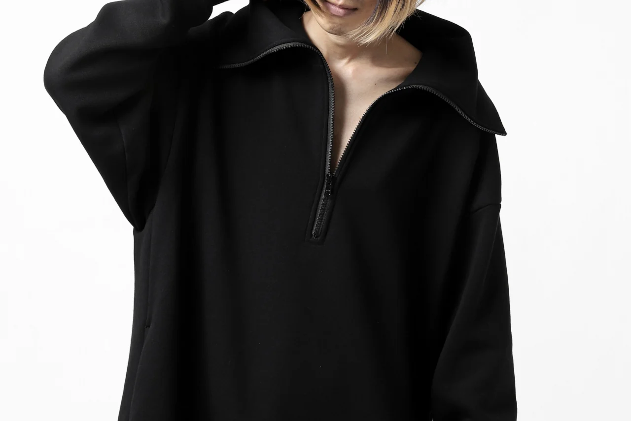 Y's HIGH-COLLAR HALF ZIP SWEAT SHIRT (BLACK) - Image 55