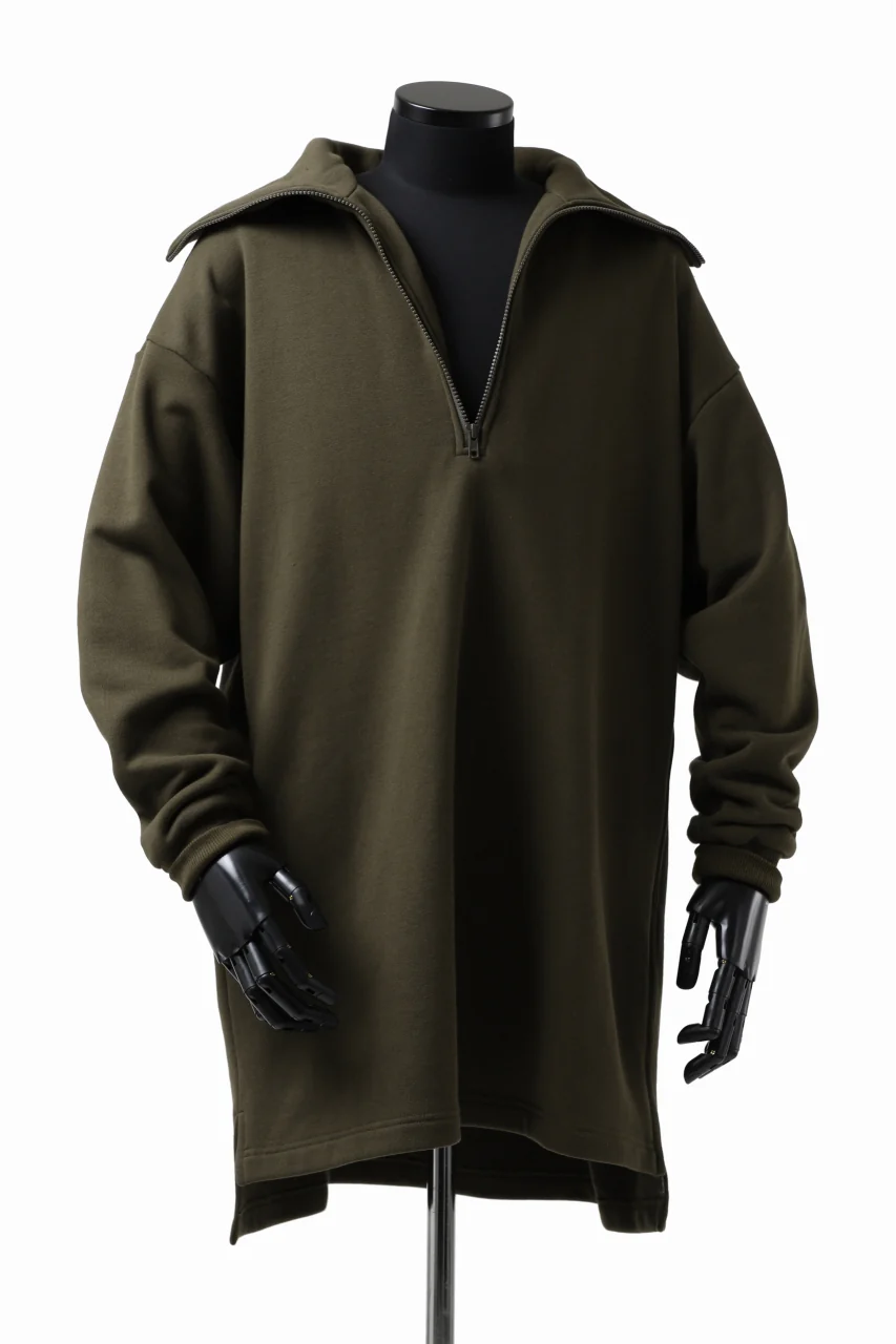 Y's HIGH-COLLAR HALF ZIP SWEAT SHIRT (KHAKI) - Image 11