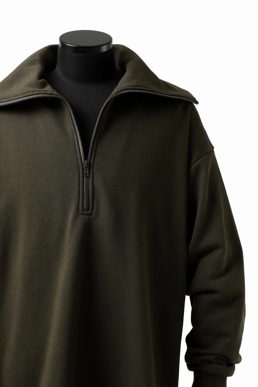Y's HIGH-COLLAR HALF ZIP SWEAT SHIRT (KHAKI) - Image 23