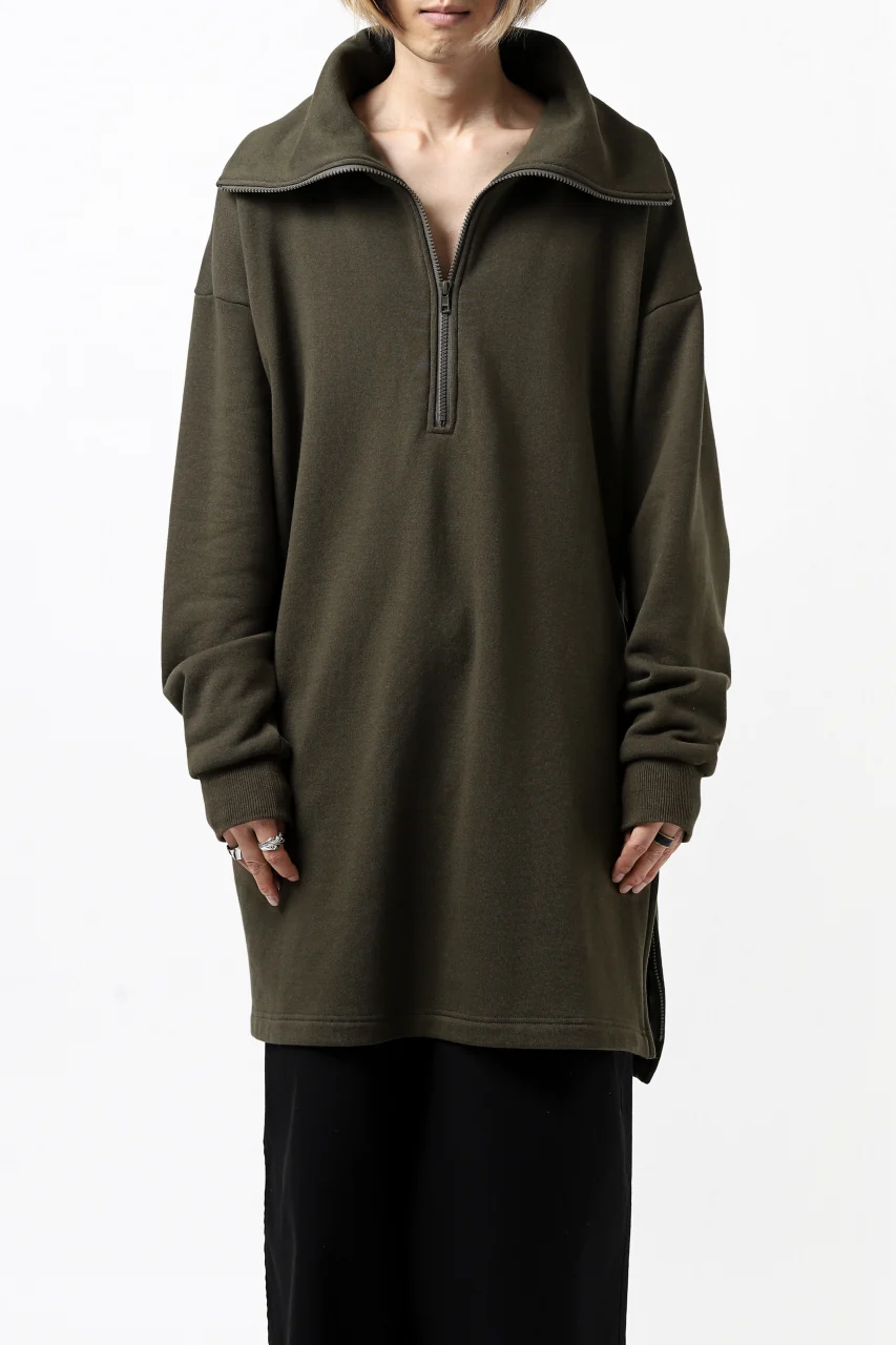 Y's HIGH-COLLAR HALF ZIP SWEAT SHIRT (KHAKI) - Image 3