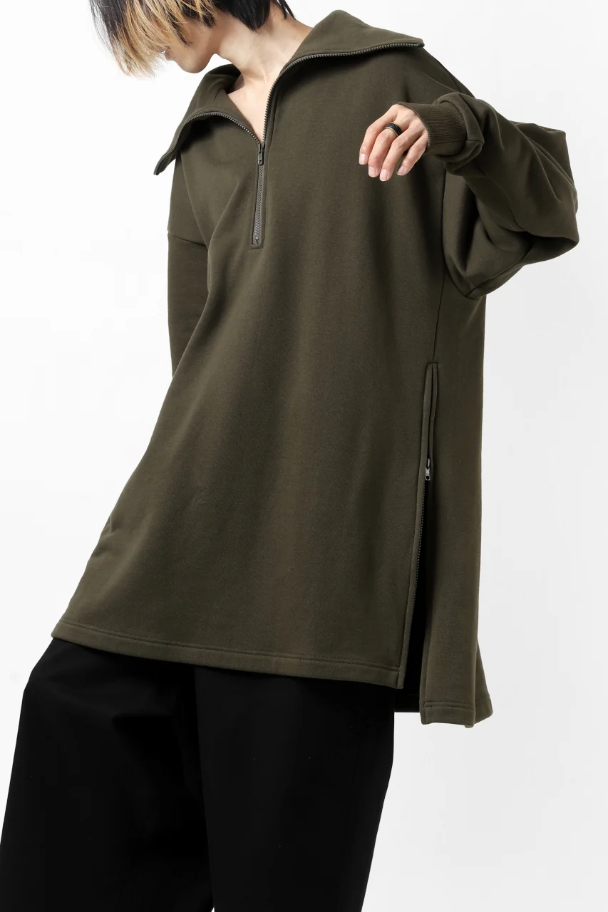 Y's HIGH-COLLAR HALF ZIP SWEAT SHIRT (KHAKI) - Image 32