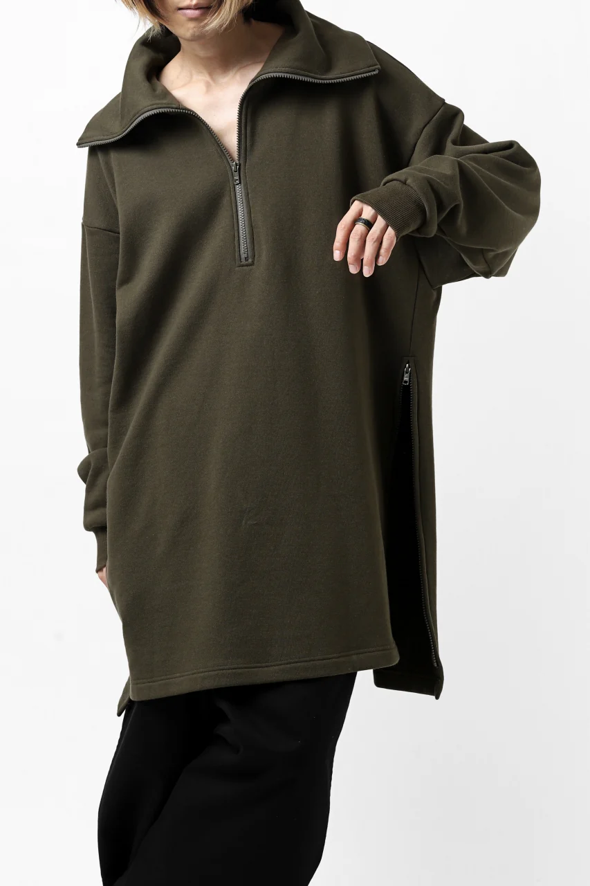 Y's HIGH-COLLAR HALF ZIP SWEAT SHIRT (KHAKI) - Image 34