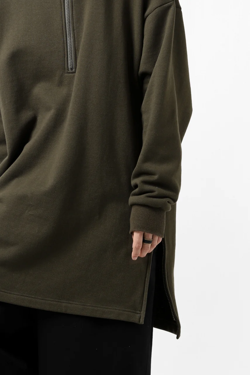Y's HIGH-COLLAR HALF ZIP SWEAT SHIRT (KHAKI) - Image 48