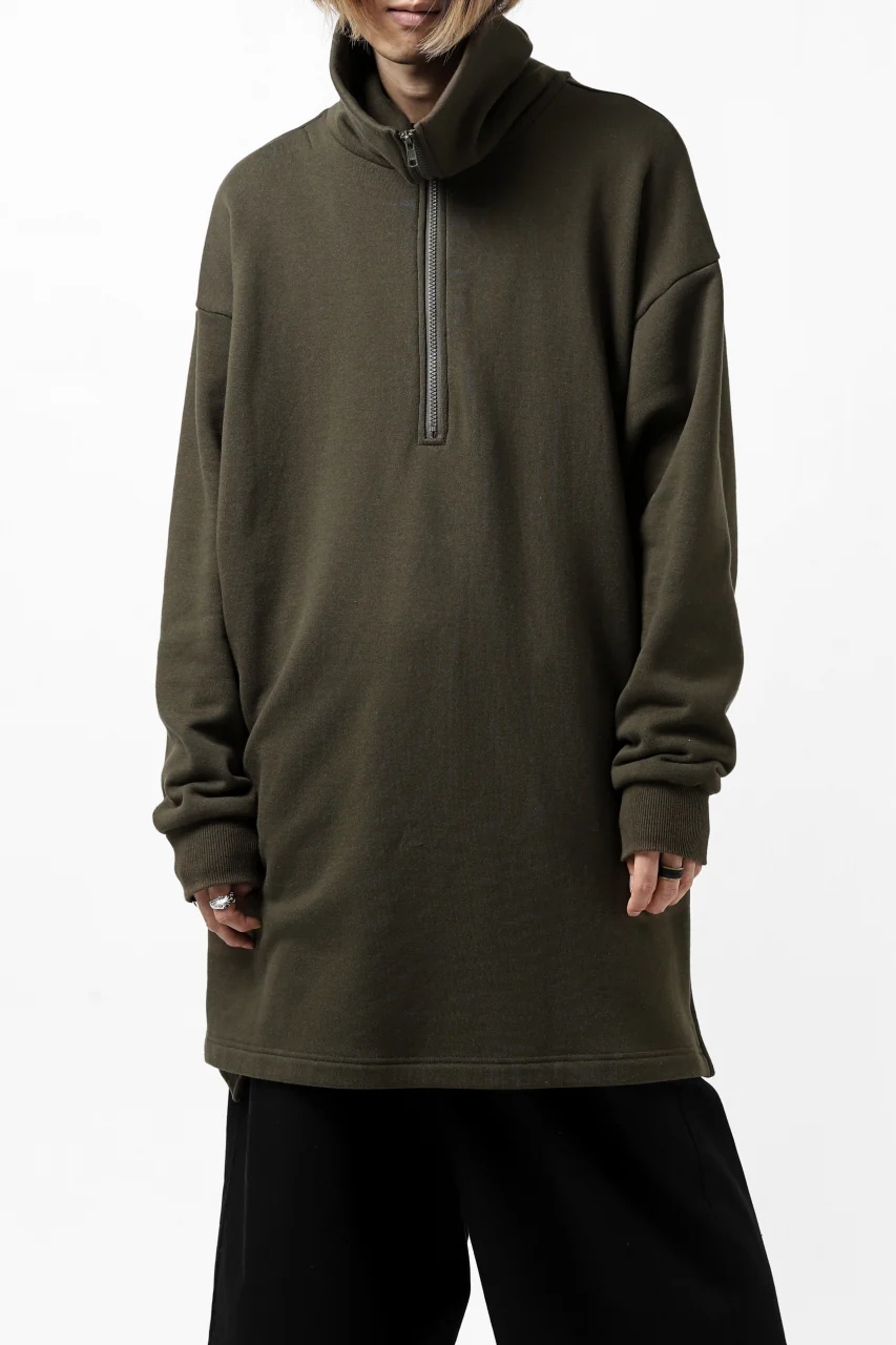 Y's HIGH-COLLAR HALF ZIP SWEAT SHIRT (KHAKI) - Image 5
