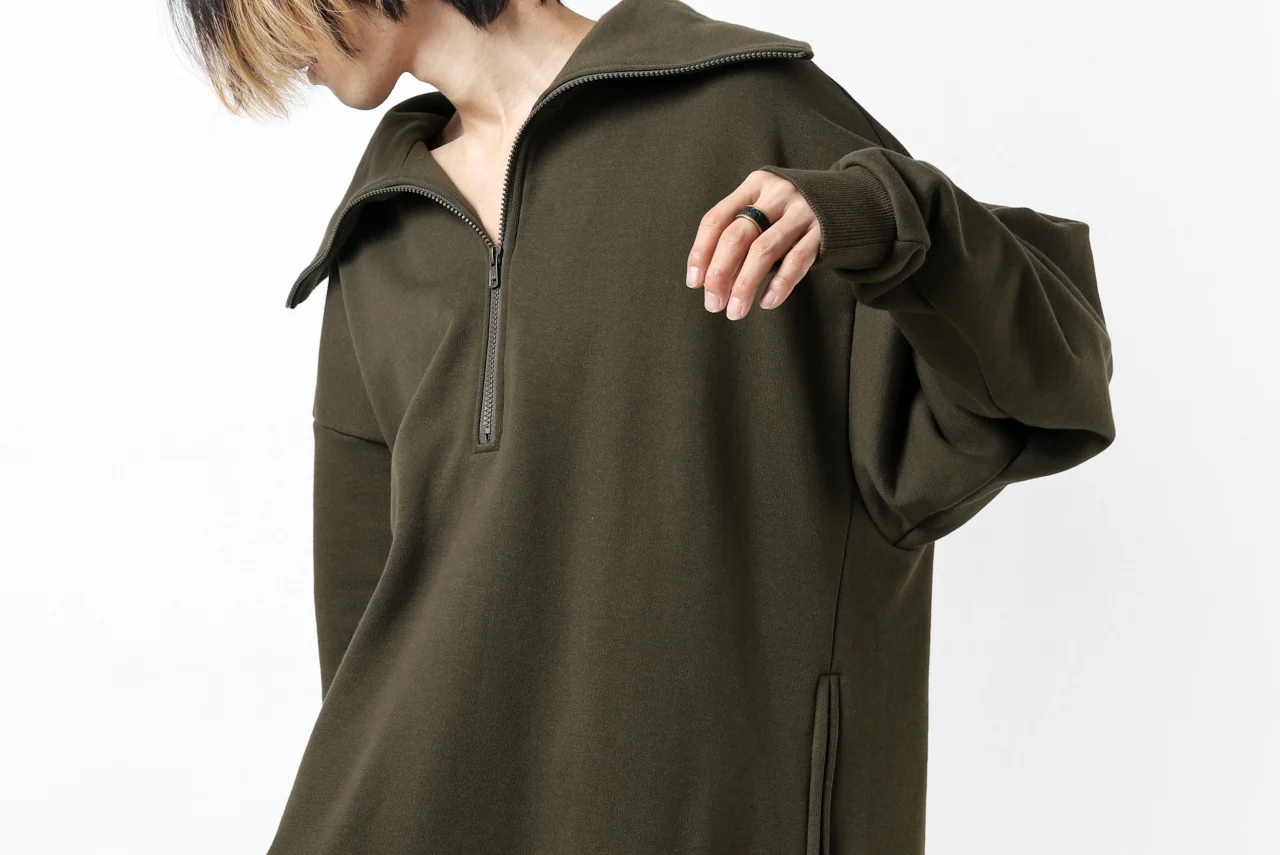 Y's HIGH-COLLAR HALF ZIP SWEAT SHIRT (KHAKI) - Image 54