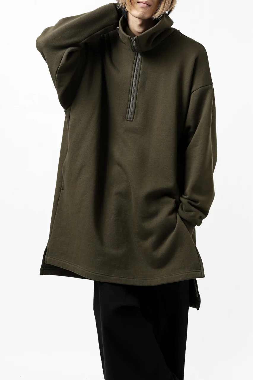 Y's HIGH-COLLAR HALF ZIP SWEAT SHIRT (KHAKI) - Image 6