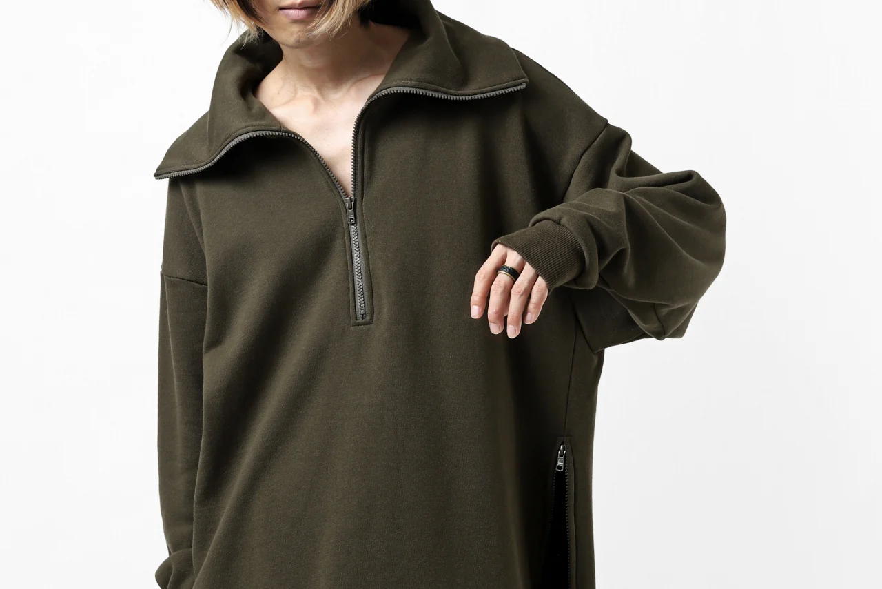 Y's HIGH-COLLAR HALF ZIP SWEAT SHIRT (KHAKI) - Image 60