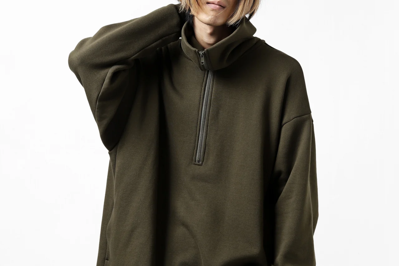 Y's HIGH-COLLAR HALF ZIP SWEAT SHIRT (KHAKI) - Image 62