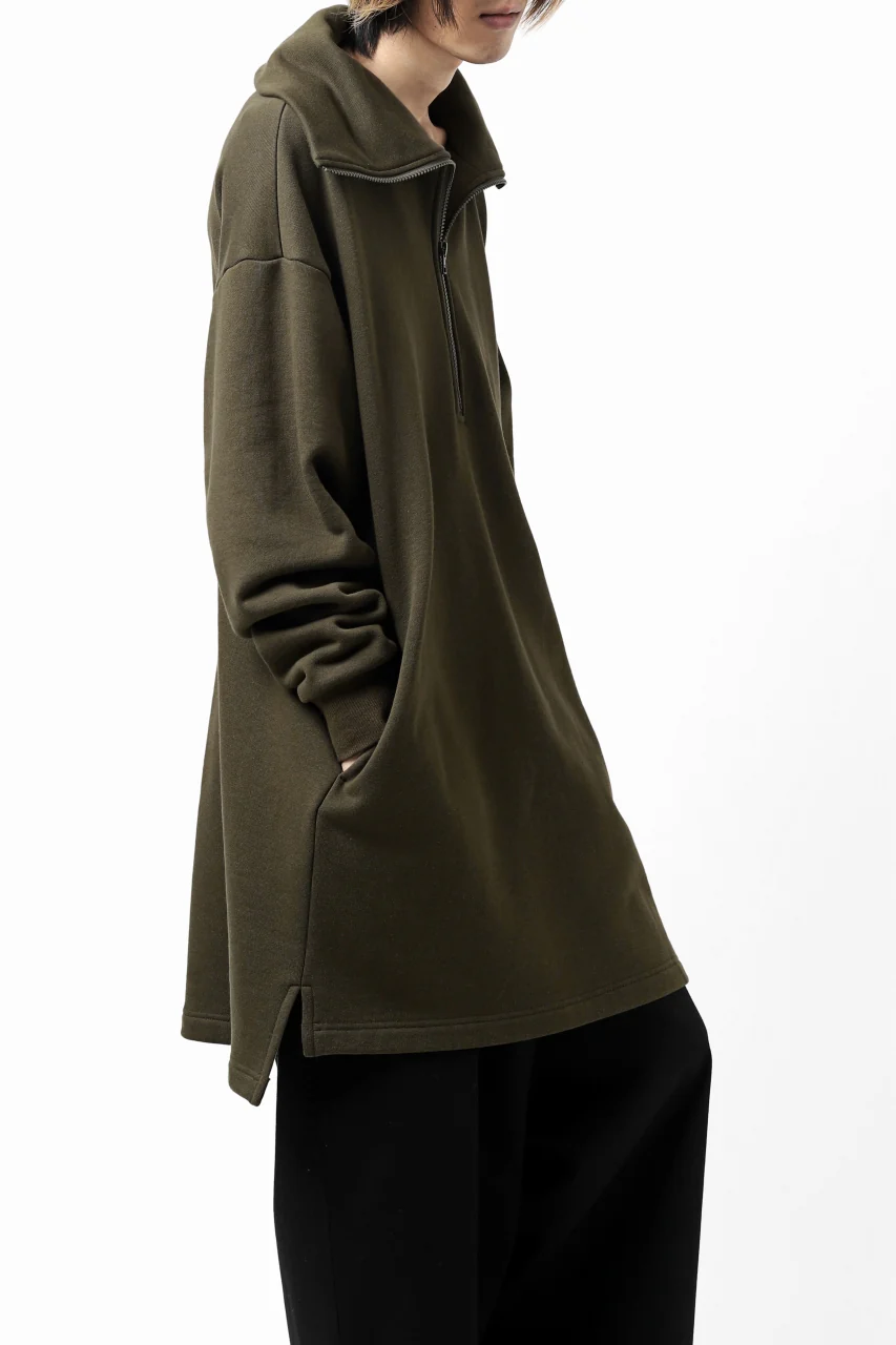 Y's HIGH-COLLAR HALF ZIP SWEAT SHIRT (KHAKI) - Image 7