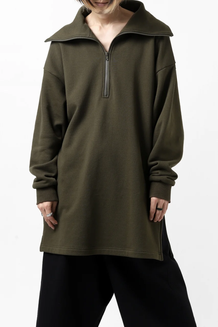 Y's HIGH-COLLAR HALF ZIP SWEAT SHIRT (KHAKI) - Image 8