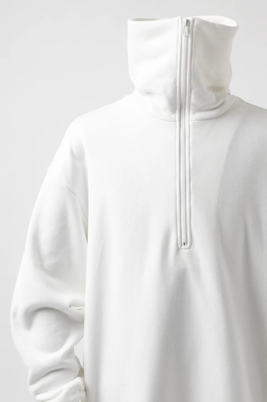 Y's HIGH-COLLAR HALF ZIP SWEAT SHIRT (WHITE) - Image 14