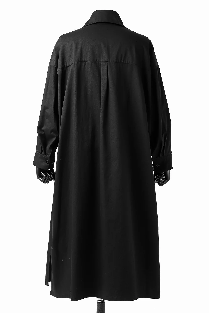 Y's HIGH-COLLAR LONG COAT / SOFT TWILL (BLACK) - Image 13