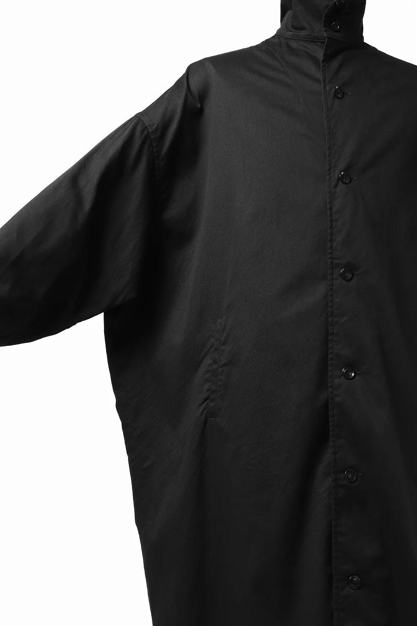 Y's HIGH-COLLAR LONG COAT / SOFT TWILL (BLACK) - Image 21