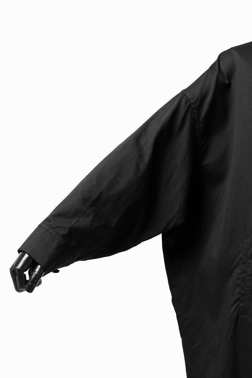 Y's HIGH-COLLAR LONG COAT / SOFT TWILL (BLACK) - Image 22