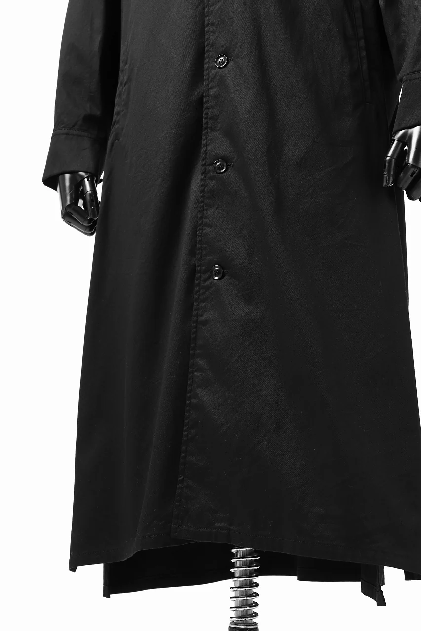 Y's HIGH-COLLAR LONG COAT / SOFT TWILL (BLACK) - Image 23