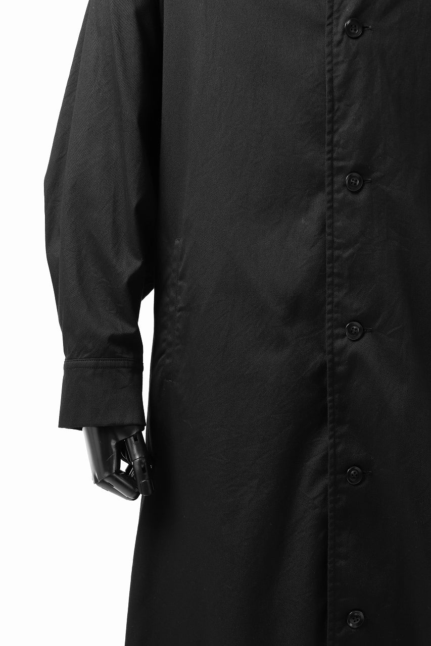 Y's HIGH-COLLAR LONG COAT / SOFT TWILL (BLACK) - Image 24