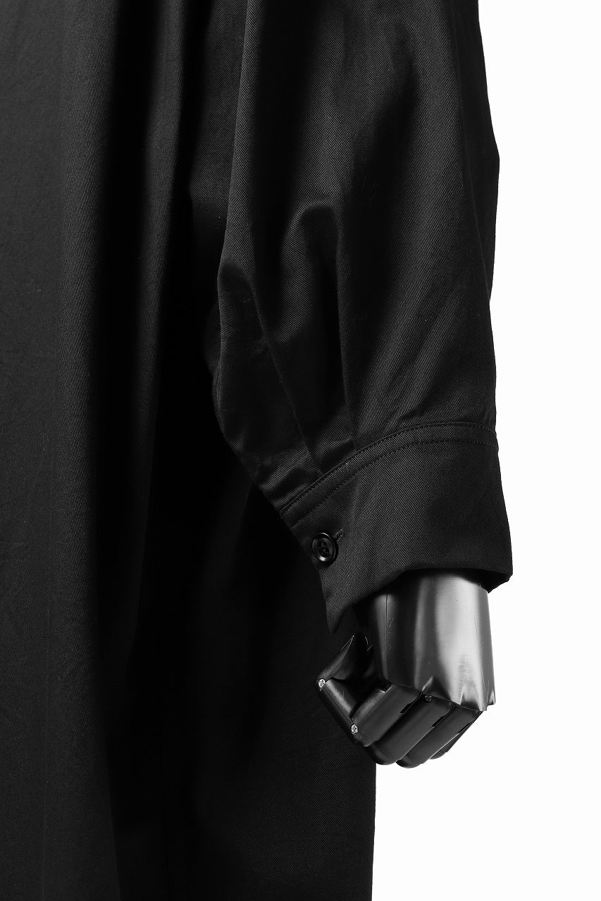 Y's HIGH-COLLAR LONG COAT / SOFT TWILL (BLACK) - Image 25