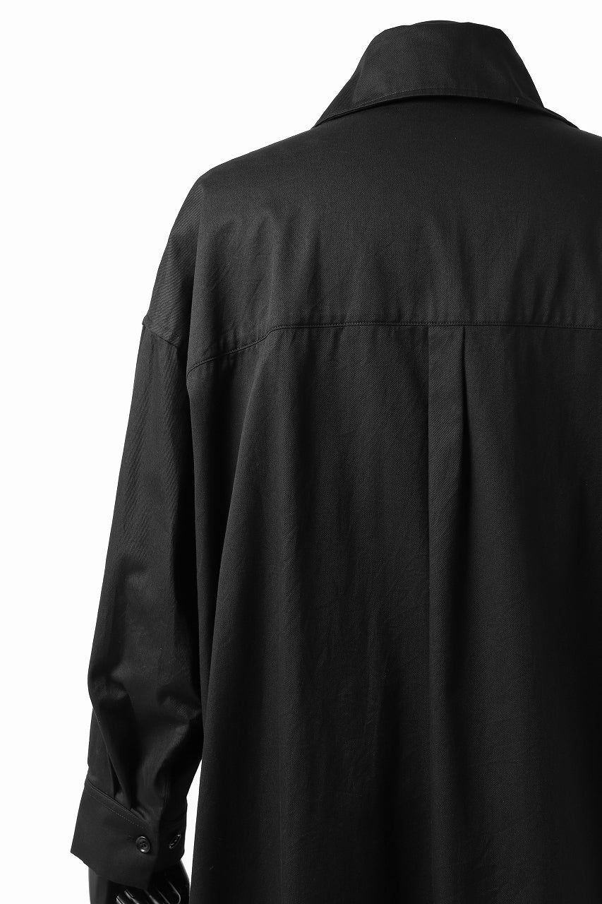 Y's HIGH-COLLAR LONG COAT / SOFT TWILL (BLACK) - Image 26