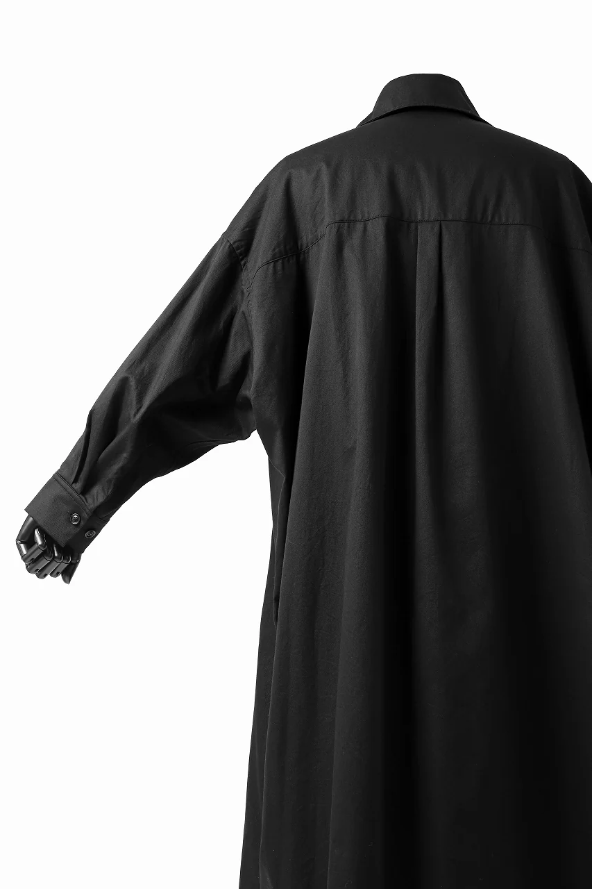 Y's HIGH-COLLAR LONG COAT / SOFT TWILL (BLACK) - Image 27