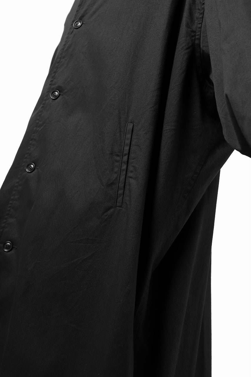Y's HIGH-COLLAR LONG COAT / SOFT TWILL (BLACK) - Image 29