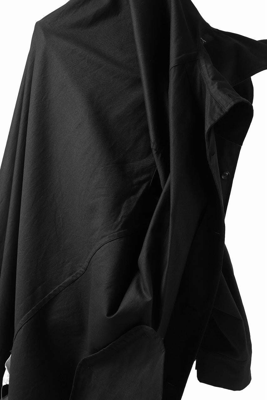Y's HIGH-COLLAR LONG COAT / SOFT TWILL (BLACK) - Image 30