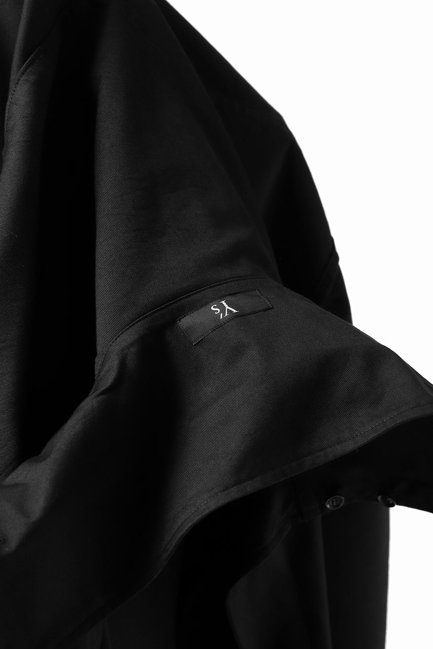 Y's HIGH-COLLAR LONG COAT / SOFT TWILL (BLACK) - Image 31